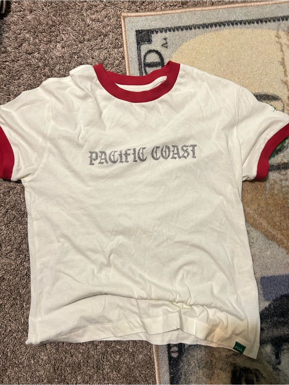 MNML White Ringer Tee with Red Collar & Sleeve Trim